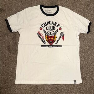 Johnny Cupcakes White Tee with Red and Black Cupcake Club Design